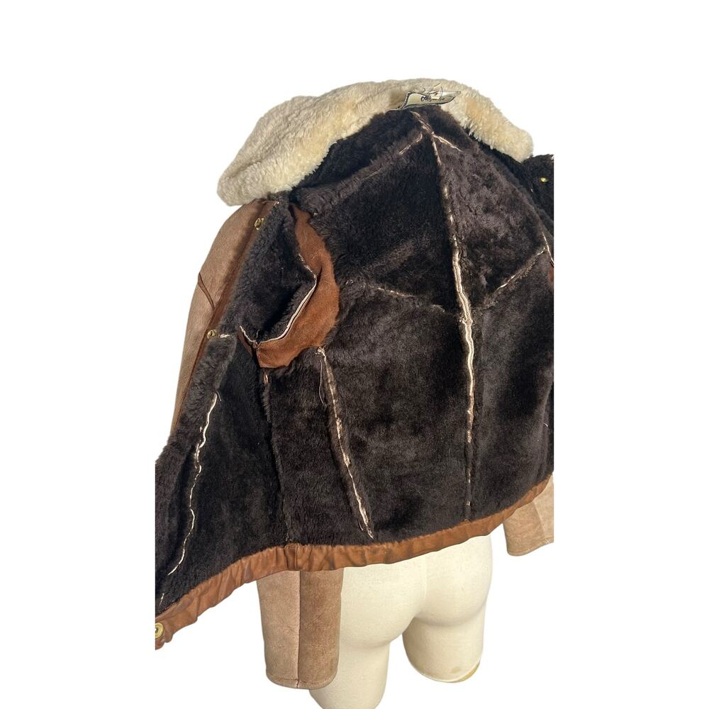 Vintage East West California Shearling Patchwork Suede Bomber Jacket 70s - Picture 15 of 16